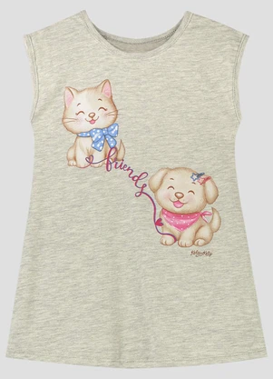 Kely Kety - Vestido Infantil Meia Malha Cinza - KELY KETY