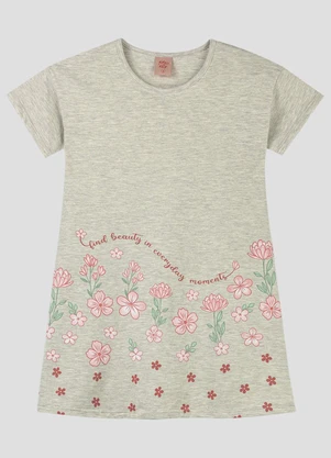 Kely Kety - Vestido Infantil Meia Malha Cinza - KELY KETY