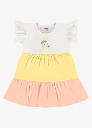 Rovi Kids - Vestido Infantil Meia Malha com Estampa Amarelo - ROVI KIDS