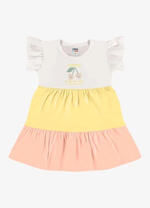 Rovi Kids - Vestido Infantil Meia Malha com Estampa Amarelo - ROVI KIDS