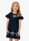 Rovi Kids - Vestido Infantil Meia Malha com Estampa Rosa - variação: Azul