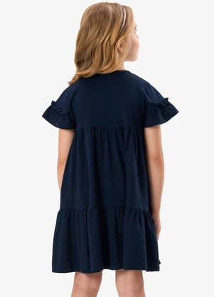 Rovi Kids - Vestido Infantil Meia Malha com Estampa Azul - ROVI KIDS