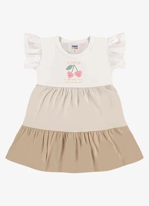 Rovi Kids - Vestido Infantil Meia Malha com Estampa Bege - ROVI KIDS