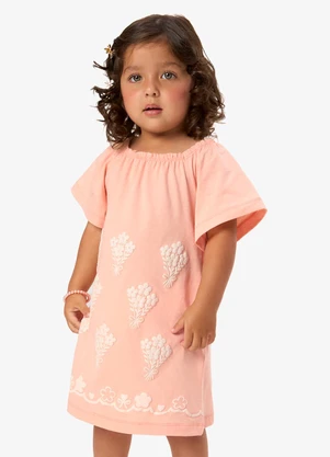 Rovi Kids - Vestido Infantil Meia Malha com Estampa Rosa - ROVI KIDS