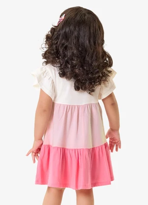 Rovi Kids - Vestido Infantil Meia Malha com Estampa Rosa - ROVI KIDS