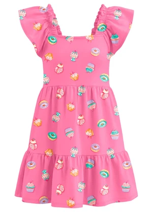 Brandili - Vestido Infantil Meia Malha Doces Rosa - BRANDILI