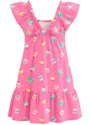 Brandili - Vestido Infantil Meia Malha Doces Rosa - BRANDILI