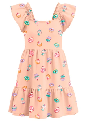 Brandili - Vestido Infantil Meia Malha Doces Salmao - BRANDILI