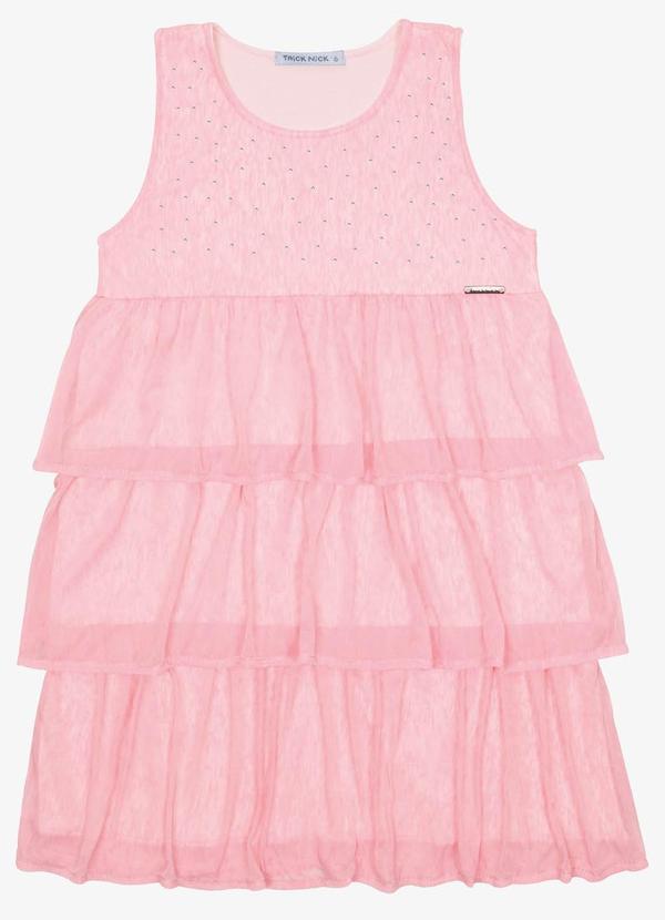 Trick Nick - Vestido Infantil Meia Malha e Chiffon Rosa 5