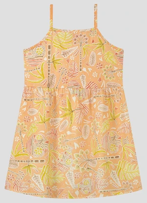 Kely Kety - Vestido Infantil Meia Malha Estampada Amarelo - KELY KETY