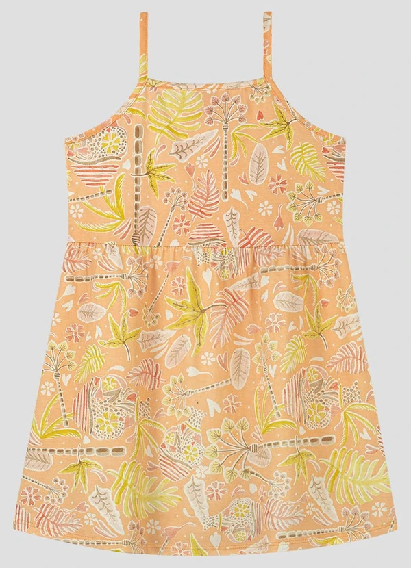 Kely Kety - Vestido Infantil Meia Malha Estampada Amarelo