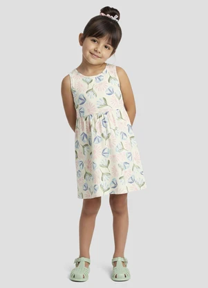 Kely Kety - Vestido Infantil Meia Malha Estampada Azul - KELY KETY