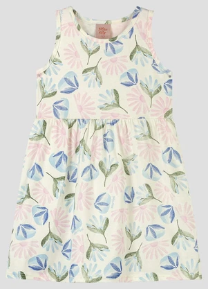 Kely Kety - Vestido Infantil Meia Malha Estampada Azul - KELY KETY
