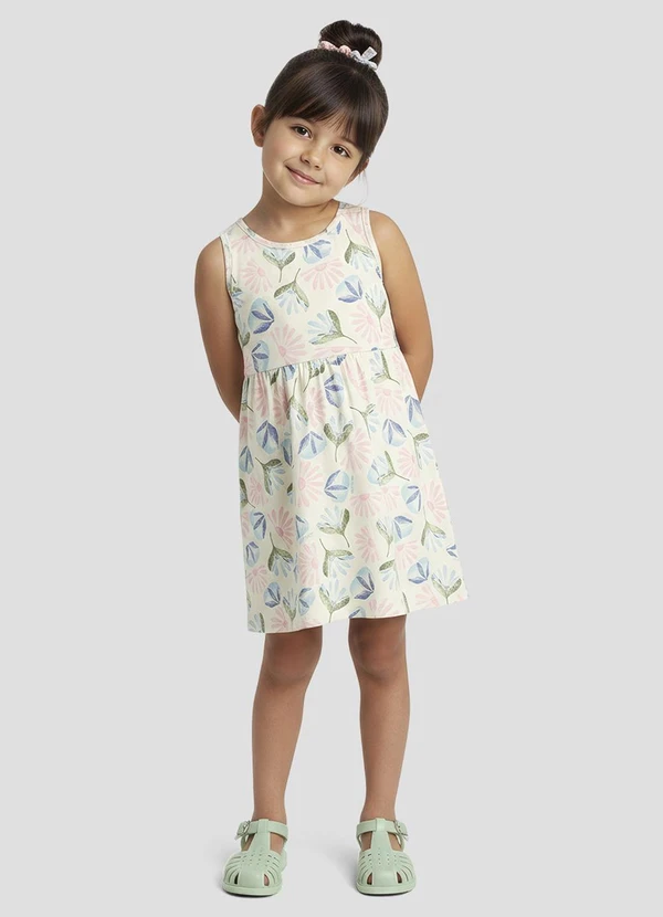 Kely Kety - Vestido Infantil Meia Malha Estampada Azul