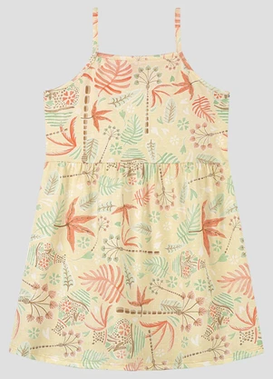 Kely Kety - Vestido Infantil Meia Malha Estampada Bege - KELY KETY