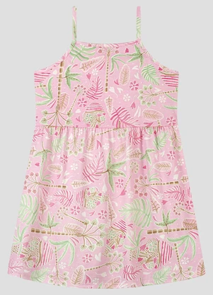 Kely Kety - Vestido Infantil Meia Malha Estampada Rosa - KELY KETY