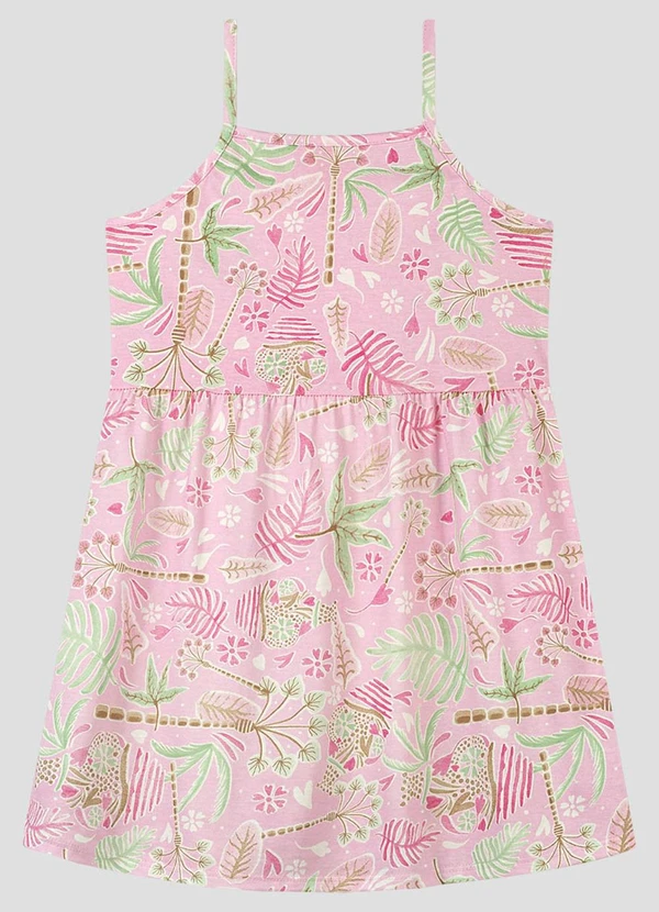 Kely Kety - Vestido Infantil Meia Malha Estampada Rosa