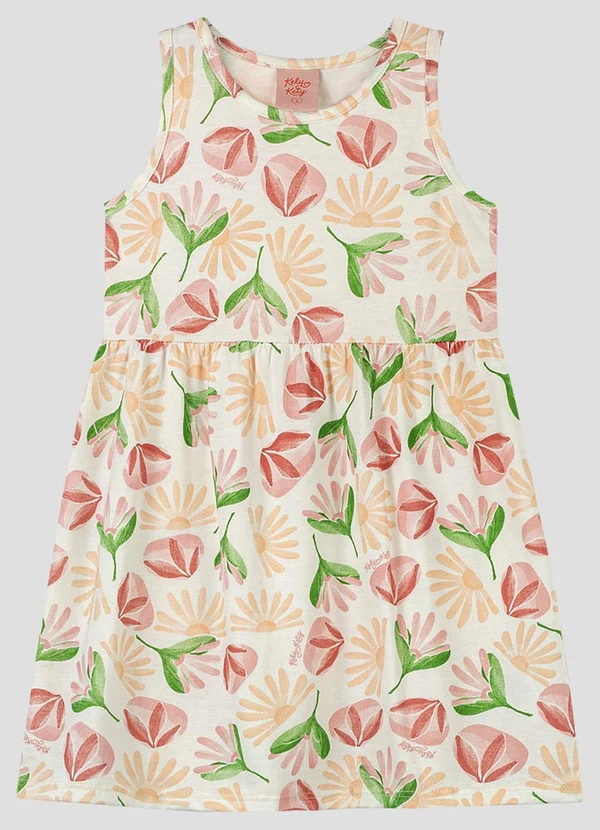 Kely Kety - Vestido Infantil Meia Malha Estampada Vermelho
