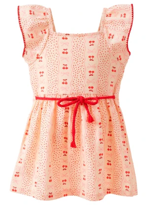 Brandili - Vestido Infantil Meia Malha Laços Bege - BRANDILI