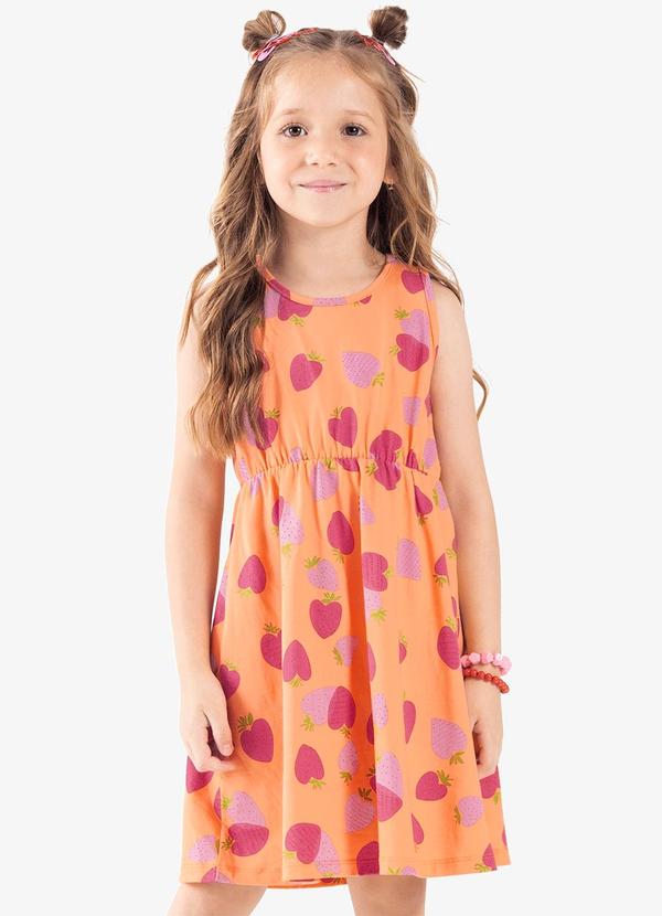Rovi Kids - Vestido Infantil Meia Malha Laranja