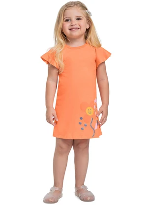 Bee Loop - Vestido Infantil Meia Malha Laranja - BEE LOOP