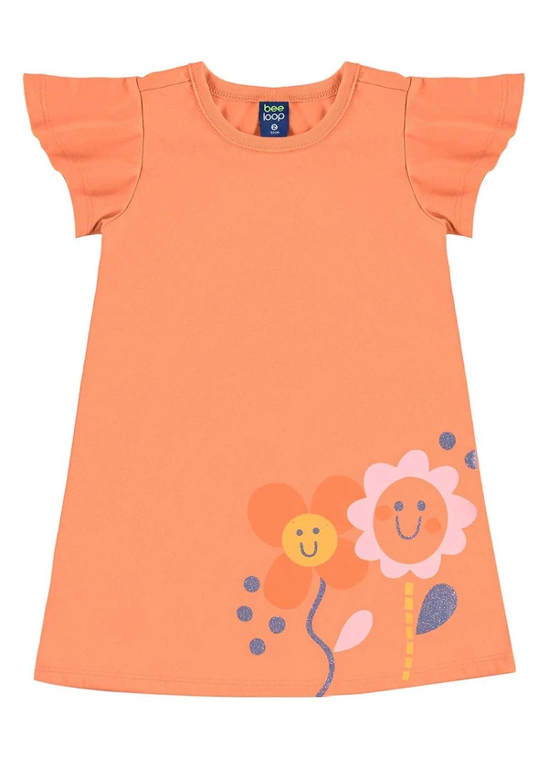 Bee Loop - Vestido Infantil Meia Malha Laranja 3