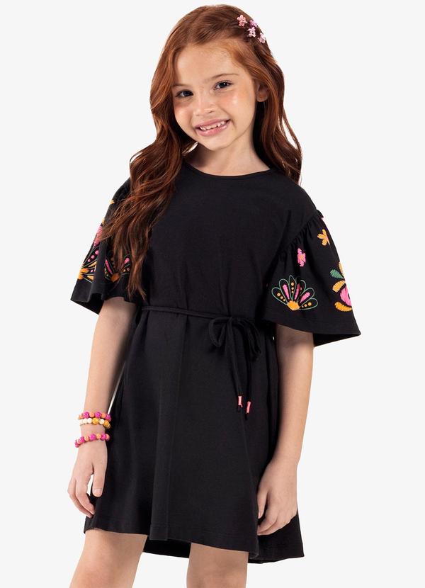 Rovi Kids - Vestido Infantil Meia Malha Preto