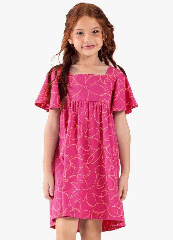 Rovi Kids - Vestido Infantil Meia Malha Rosa