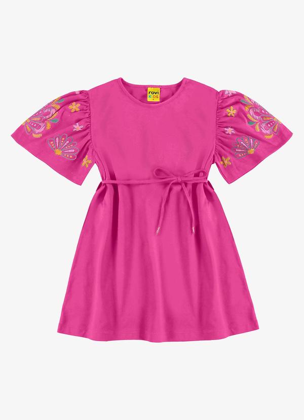 Rovi Kids - Vestido Infantil Meia Malha Rosa