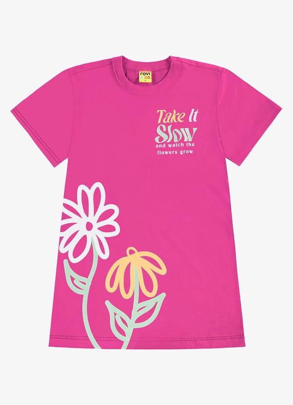 Rovi Kids - Vestido Infantil Meia Malha Rosa