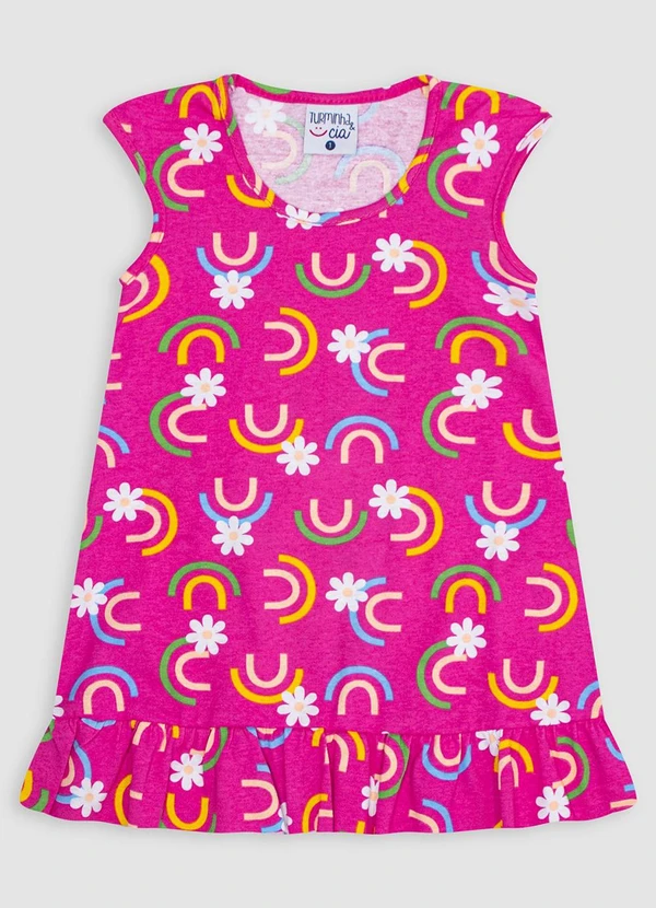 Turminha - Vestido Infantil Meia Malha Rosa