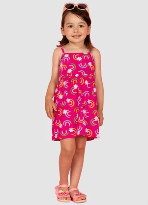 Turminha - Vestido Infantil Meia Malha Rosa - TURMINHA