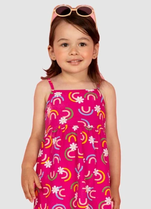 Turminha - Vestido Infantil Meia Malha Rosa - TURMINHA