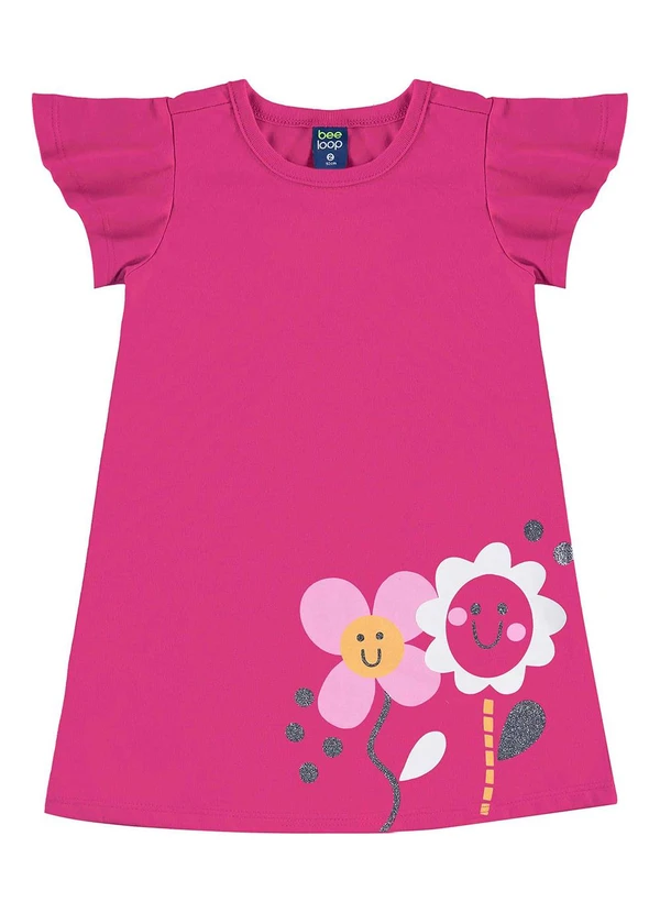 Bee Loop - Vestido Infantil Meia Malha Rosa