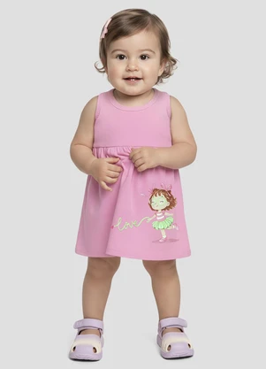 Kely Kety - Vestido Infantil Meia Malha Rosa - KELY KETY