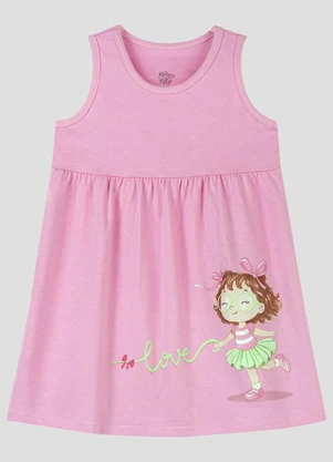Kely Kety - Vestido Infantil Meia Malha Rosa - KELY KETY