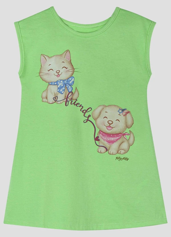Kely Kety - Vestido Infantil Meia Malha Verde