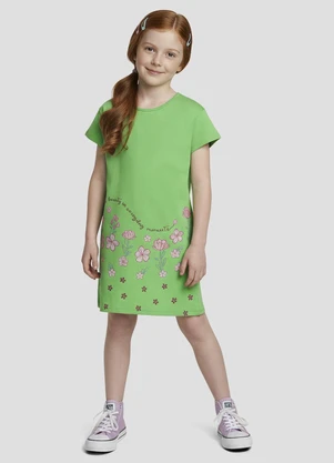 Kely Kety - Vestido Infantil Meia Malha Verde - KELY KETY