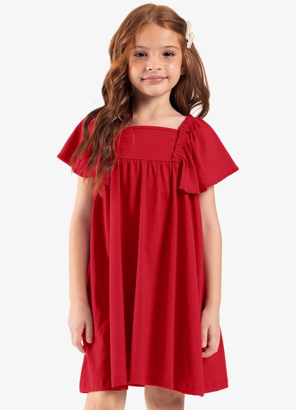 Rovi Kids - Vestido Infantil Meia Malha Vermelho