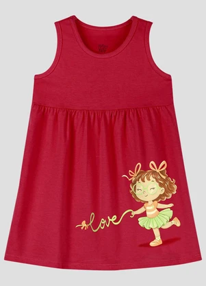 Kely Kety - Vestido Infantil Meia Malha Vermelho - KELY KETY