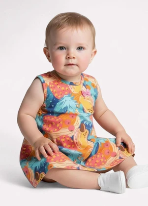 Kyly - Vestido Infantil Menina Abacaxi Amarelo - KYLY