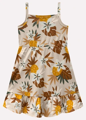 Kyly - Vestido Infantil Menina Abacaxi Bege - KYLY