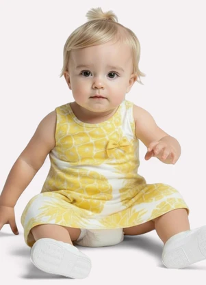 Kyly - Vestido Infantil Menina Abacaxi Branco - KYLY