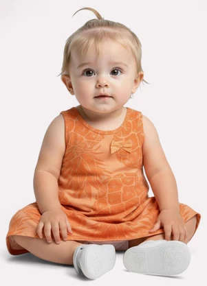 Kyly - Vestido Infantil Menina Abacaxi Laranja - KYLY