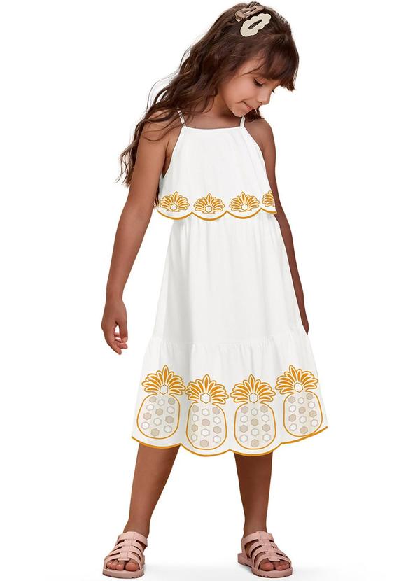 Nanai - Vestido Infantil Menina Abacaxi Off White