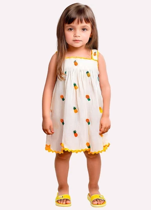 Nanai - Vestido Infantil Menina Abacaxi Off White - NANAI