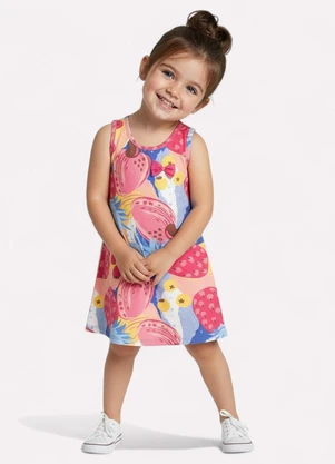 Kyly - Vestido Infantil Menina Abacaxi Rosa - KYLY