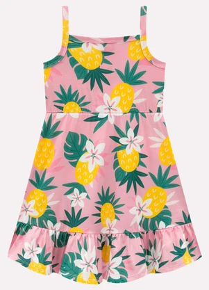 Kyly - Vestido Infantil Menina Abacaxi Rosa - KYLY