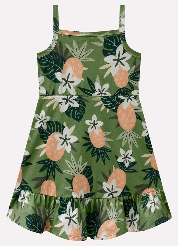 Kyly - Vestido Infantil Menina Abacaxi Verde