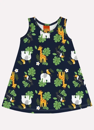 Kyly - Vestido Infantil Menina Animais Azul - KYLY